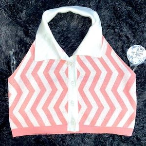 NWT!Jolie & Joy Striped Open Back Crop Top XL